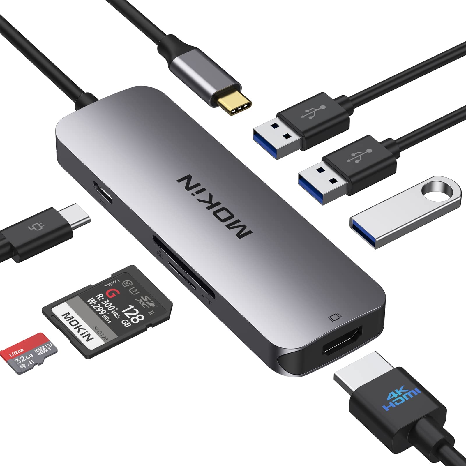 Hub Macbook IWALK HDMI 4K 7 In 1 ADH003 Xám