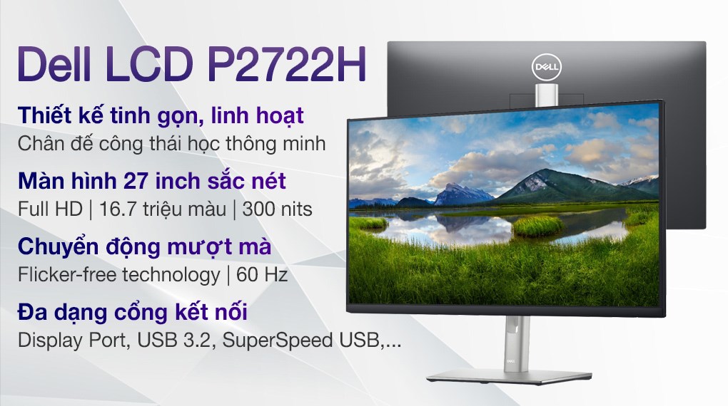 Màn Hình Dell P2722H (27inch/FHD/IPS/60Hz/8ms/300nits/HDMI+DP+VGA+USB)