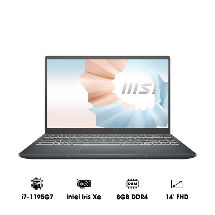 MSI Modern 14 B11MOU-1033VN (i7-1195G7 | 8GB | 512GB | Intel Iris Xe Graphics | 14' FHD | Win 11| Gray)