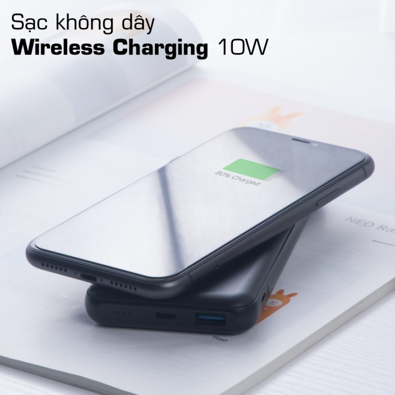 Pin dự phòng Iwalk Chic 10000mah QC 3.0 PD tích hợp sạc không dây 10W