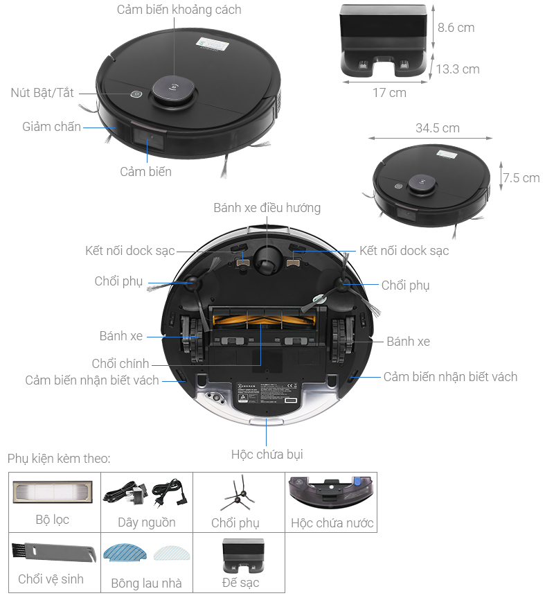 Robot hút bụi Ecovacs Deebot OZMO T8 AIVI Pro DBX11-11